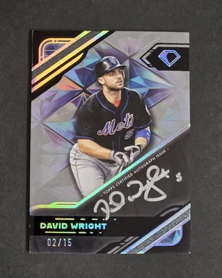 2025 Diamond Icons David Wright Black PolychromatINK Silver Ink Auto /15 - Image 1 of 2