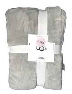 Ugg Novah Ultra Luxury Plush Blanket Super Thick & Soft Seal Grey Queen $148 - Picture 1 of 7