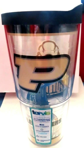 Purdue Boilermakers Tervis BPA Free Tumbler with lid.   24 Oz. tumbler   NEW Cover