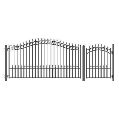 ALEKO Prague Style Garden Steel Single Driveway Gate 14 ft with Pedestrian Gate - Image 1 of 4