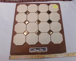 Ivory Octagon + Bronze 3/4" Tiles: American Olean 1950's Salaman's Sample #77 - Picture 1 of 6