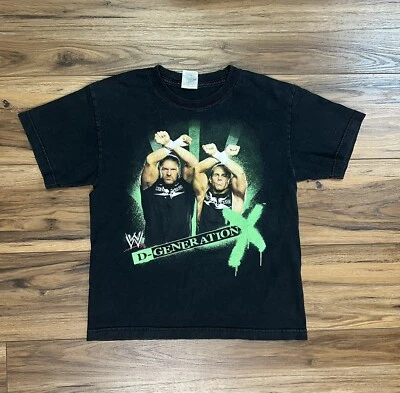 Винтажная редкая Y2K тройной H D-поколения X WWE двусторонняя футболка размер молодежи M - Изображение 1 из 4