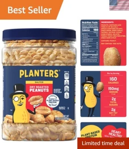 Dry Roasted Peanuts, 34.5 oz Resealable Plastic Jars Pack of 6 - Peanuts with... - Picture 1 of 12