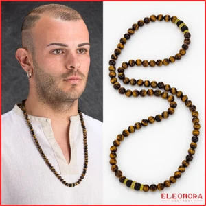 collana da uomo lunga con pietre dure naturali in pietra surf per surfista 70.cm - Foto 1 di 4