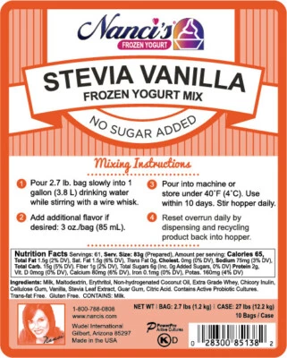 Mezcla de yogur congelado - vainilla sin azúcar agregada con stevia (bolsa de 1 - 2,7 lb) Foto 1 de 4