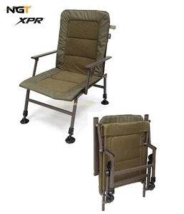 NGT XPR Carp Fishing Chair With Arm Rests Mud Feet Folding Camping Caravan Chair - Picture 1 of 8