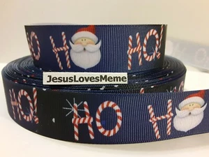 Grosgrain Ribbon Santa Claus Ho Ho Ho Christmas Holiday Celebration Party 1" - Picture 1 of 1