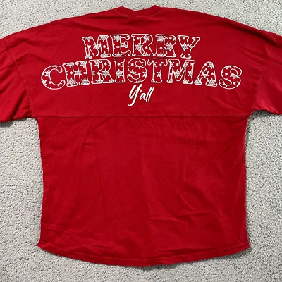 Spirit Jersey Camisa Peso Pesado Feliz Navidad Y'all Copos de Nieve Talla M Foto 1 de 4