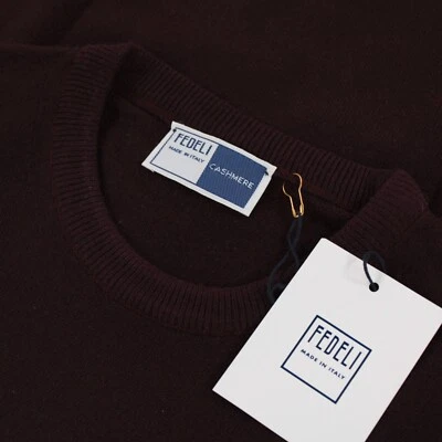 Fedeli NWT 100% Cashmere Crew Neck Sweater Size 46 US XS Slim in Deep Burgundy - Image 1 of 4