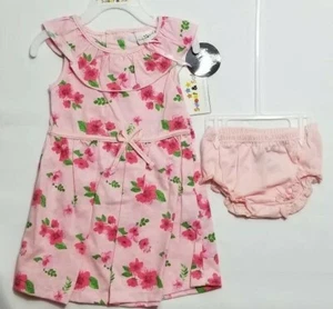 Baby Girl Toddler Kids Pink Floral Print Dress and Diaper Cover Set Size 24Mo - Picture 1 of 7