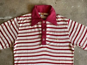70s VINTAGE HANG TEN STRIPED COLLARED SHIRT MEN SZ M 1970s T-SHIRT SURFER MOD - Picture 1 of 10