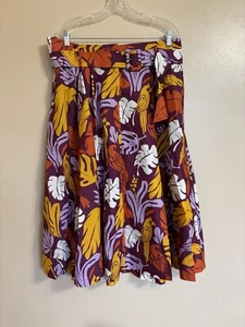 Worthington 16 Maxi Skirt Palm Leaf Parrot Purple Orange Gold Long Skirt - Picture 1 of 9
