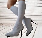 Womens Knee High Boots Ladies Stiletto Heel Calf Formal Party Round Toe Size 3-8