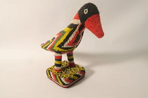 Hermoso pájaro Bamileke cuentas y tela HD02 19 cm Beadwork Beautiful Bead bird - Imagen 1 de 12