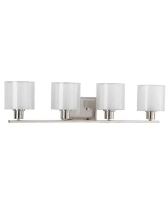 Invite 4-Light 33"w Bath Vanity Light Fixture Brushed Nickel Finish - Image 1 of 4