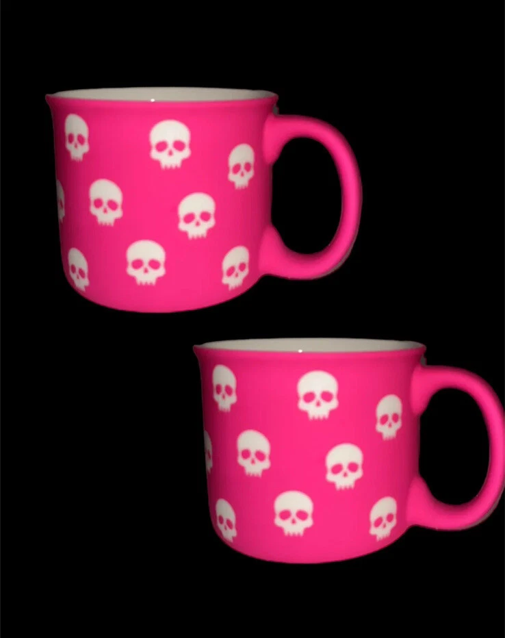 Hot Pink Eccolo Skull Coffee Mug 16 oz Soft Touch Halloween