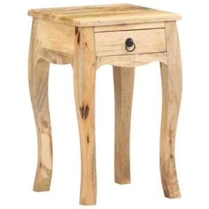 Rustic Solid Mango Wood Nightstand with Drawer vidaXL - Picture 1 of 36