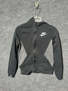 Nike Hoodie Jacket Boys Youth Large Long Sleeve Full Zip Embroidered Logo Black - Picture 1 of 7