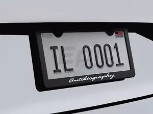 Marco de matrícula Autobiografía para Range Rover de metal negro con tornillos y tapas - Imagen 1 de 1