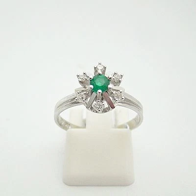 Ring Gold 585er Smaragd Brillant Goldringe 14 kt Diamanten Goldschmuck Edelstein - Bild 1 von 3