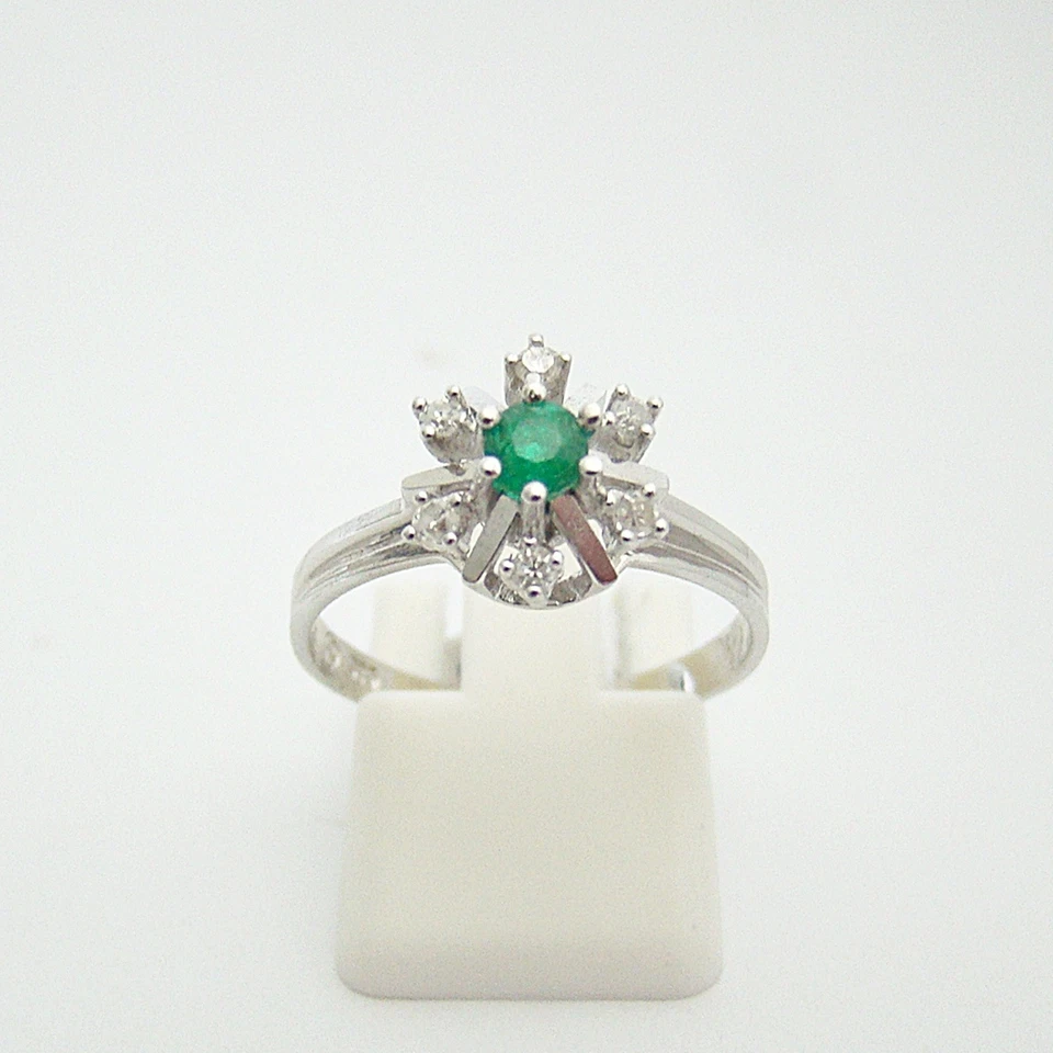 Ring Gold 585er Smaragd Brillant Goldringe 14 kt Diamanten Goldschmuck Edelstein - Bild 1 von 3