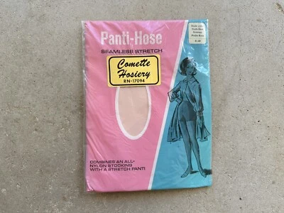 Medias Comette Petite Rosa Rosa Años 60 Nylon Sin Costuras Pantimedias De Colección Foto 1 de 4