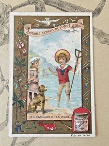Chromo LIEBIG - S378 - Les plaisirs de la plage - Doré - XIXe - Picture 1 of 2