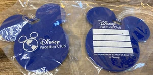 Disney Vacation Club 3'' Luggage Tags Blue Mickey Mouse Head Ears Pair (2) NEW - Picture 1 of 6