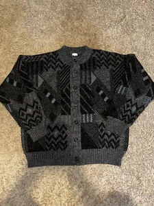 VTG West German Knit New Wool Size 48 Large Cardigan Geometric Multicolor Men’s - Bild 1 von 9