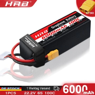 HRB 6s 22,2V 6000mAh XT90 Lipo Batterie für RC Hubschrauber Flugzeug Auto LKW - Bild 1 von 4