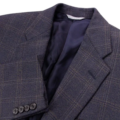 Hickey Freeman Madison Mens 38R Navy Windowpane Wool Cashmere Sport Coat Blazer - Image 1 of 4