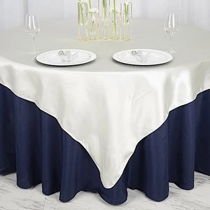 Ivory SATIN 72x72" SQUARE Table OVERLAY Wedding Party Topper Decorations Dinner - Picture 1 of 6