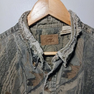 Vintage Duxbak Camo Shirt Mens L Rugged  Distressed Grunge Style  Super Worn  - Image 1 of 4