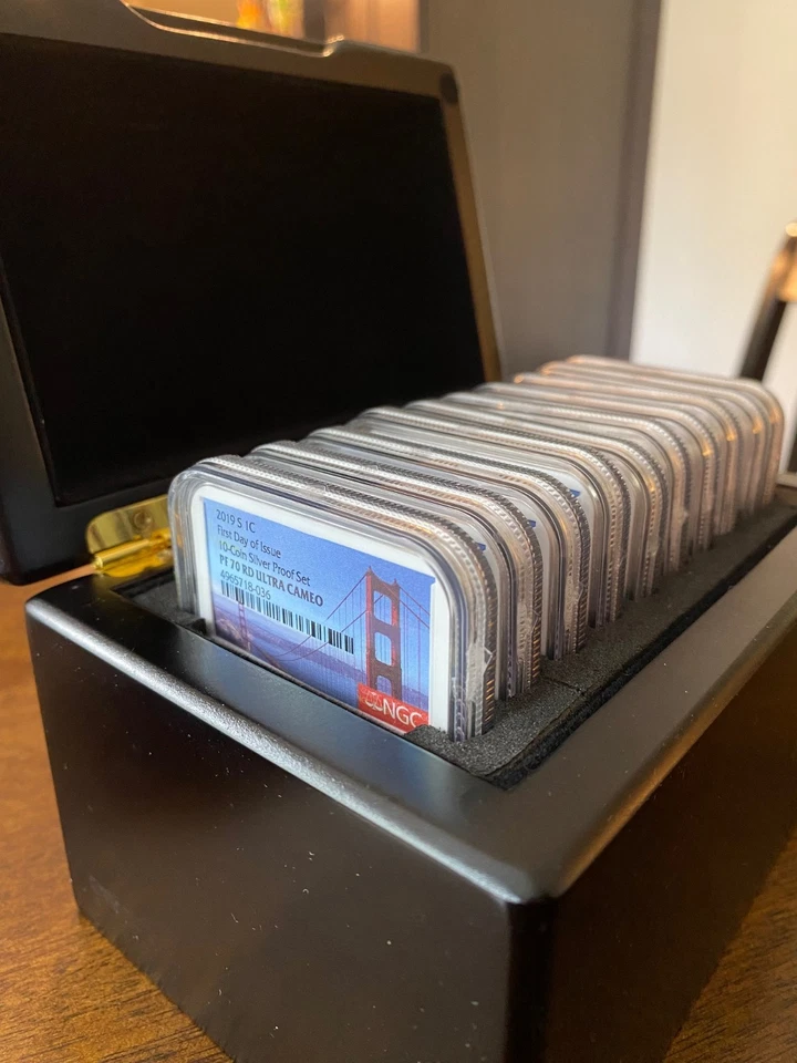 10-Coin Set: 2019 S Silver Proof Set First Day of Issue PF70 Ultra Cameo - Image 1 of 4