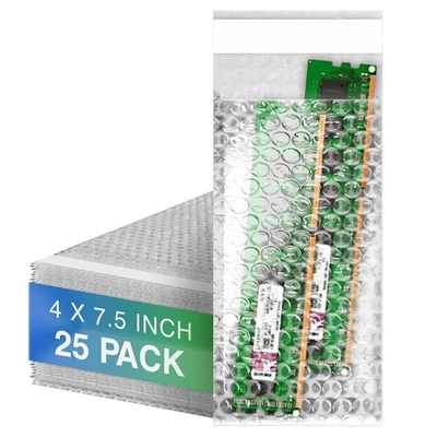 25 - 4x7.5 Self Seal Bubble Pouches Bubble Out Bags - Image 1 of 4