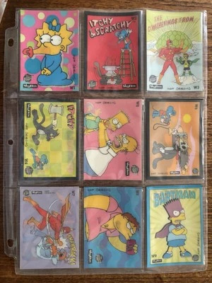 THE SIMPSONS SERIES 1 COMPLETE 9 LENTICULAR CARD WIGGLE PUZZLE SET SKYBOX 1993 - Image 1 of 2