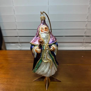 Usado Christopher Radko Navidad Mágico Azul Papá Noel Adorno de Navidad 7" - Imagen 1 de 5