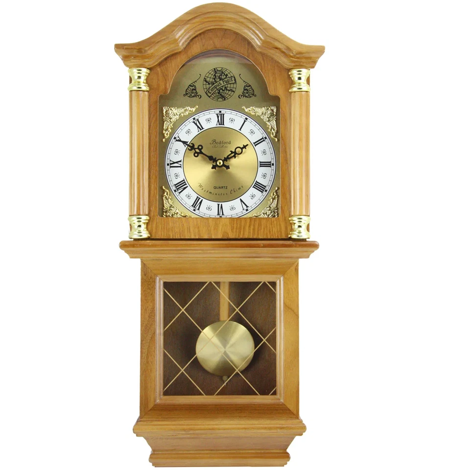 Bedford Clock Collection Classic 26 Inch Wall Clock in Golden Oak Finish - Image 1 of 1