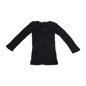 J2J Women Black Floral Super Stretch Long Sleeve T-Shirt Size S - Picture 1 of 9