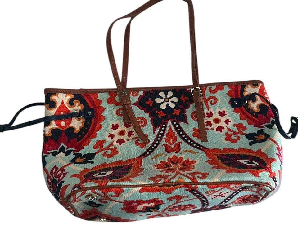 Bolso de Mano Spartina 449 Waving Girl Jetsetter Multicolor Lona Cuero Marrón  Foto 1 de 4