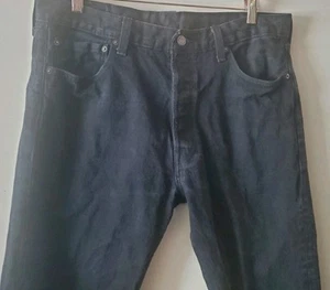 Levis 501 Jeans Herren 36x30 (Passform 36×28) Schwarz Original Straight Button Fly Hose - Bild 1 von 9