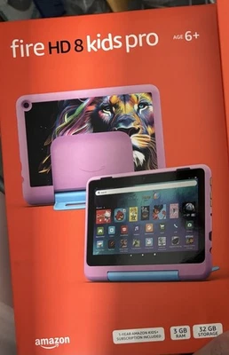 Amazon Fire HD 8 Kids Pro 12th Generation (Latest Model) Jungle Cat Pink Blue - Image 1 of 4