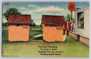 Postcard - Too Busy to Write - Humor w Gas Station Pump - Picture 1 of 2