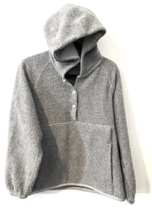 LKNU Damen OUTDOOR VOICES grau genoppt Mega-Fleece Wolle Druckknopf Hoodie Jacke M - Bild 1 von 7