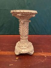 Vintage Resin Ivory Crackle Finish Pillar Candle Holder Ornate Pedestal Style 6”