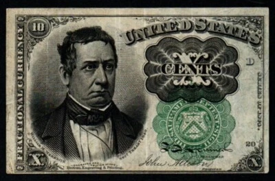 10c FIFTH Issue William Meredith GREEN SEAL Fractional Currency! CRISP VF+/XF! - Image 1 of 2