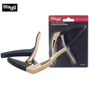 Stagg SCPX-CU CLWOOD Curved Trigger Capo for Acoustic and Electric Guitars Natur - Picture 1 of 1