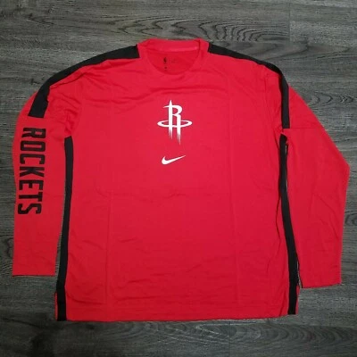 NIKE NBA Houston Rockets Long Sleeve Warm Up Shooting Shirt Mens LARGE Red - Image 1 of 4