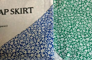 Juego de Paneles de Costura de Colección Envolvente Falda Material Cuello de Cabello Bufanda Azul Blanco Verde Flor - Imagen 1 de 5