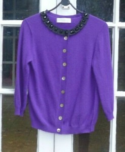 EDINA RONAY purple angora mix cardigan Size M (14)